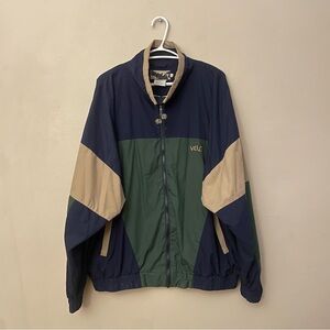 Vintage Velo Tri-Tone Windbreaker - Navy, Green, and Tan